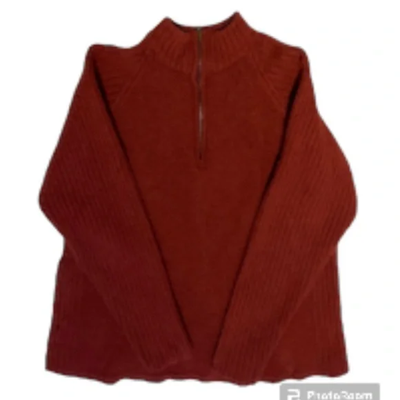 Patagonia Mock Half Zipper 💯 Wool Knit Unisex Sweater Size L - Picture 13 of 14